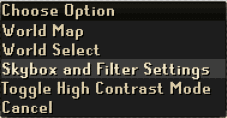 Skybox Menu Options