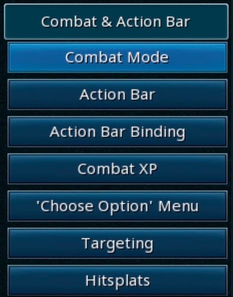 Combat Options Settings Page